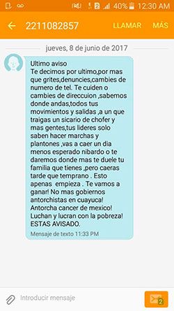  Vuelven a amenazar al líder antorchista Nibardo Hernández