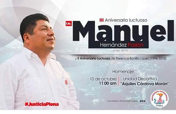 Tercer aniversario luctuoso de Manuel Hernández Pasión y su escolta